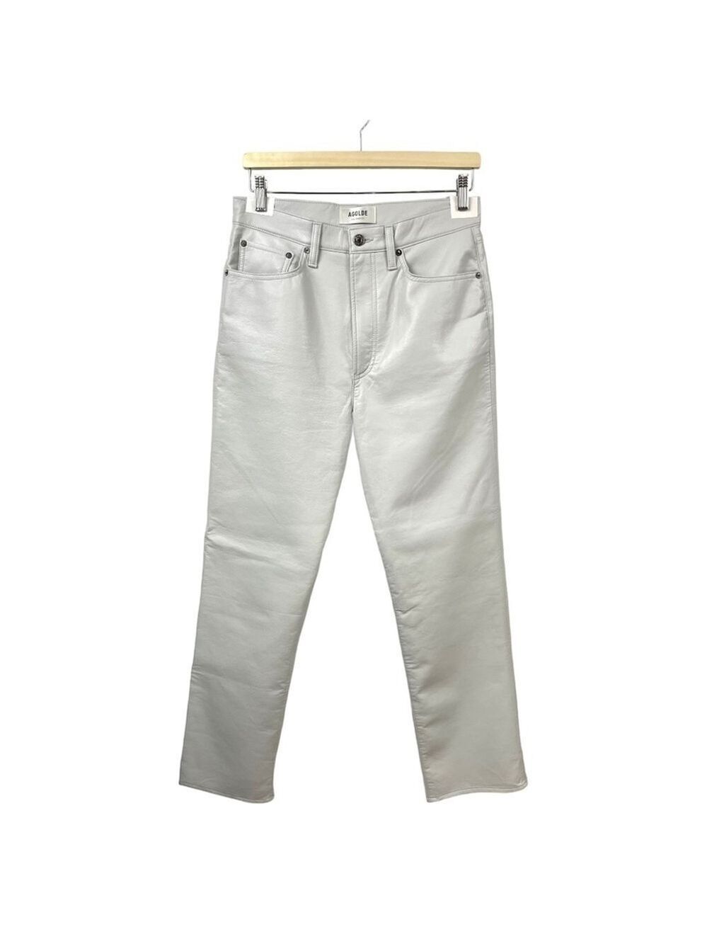 NEW AGOLDE Recycled Leather 90's Pinch Waist Jeans Size 26 in Wisp (Dove Grey) - Picture 6 of 10